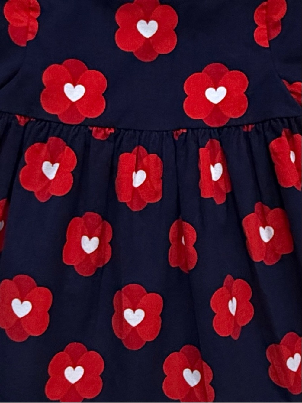 Jacadi Baby Girl Navy Corduroy Pop Floral Motif Dress - Marine/Multico - Size 6M - Picture 4 of 12